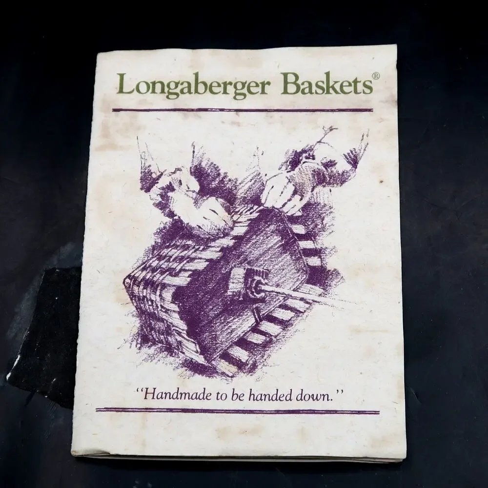 Longaberger Pansy Basket Leather Handles With Liner & Booklet 1992 6in Vintage
